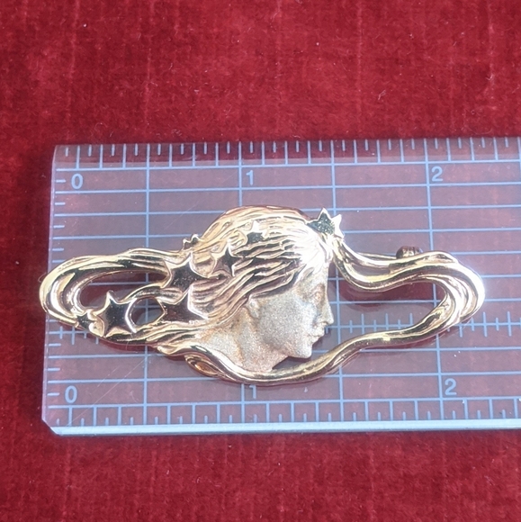 Art Nouveau Gold Sterling Silver Pin - Picture 2 of 5